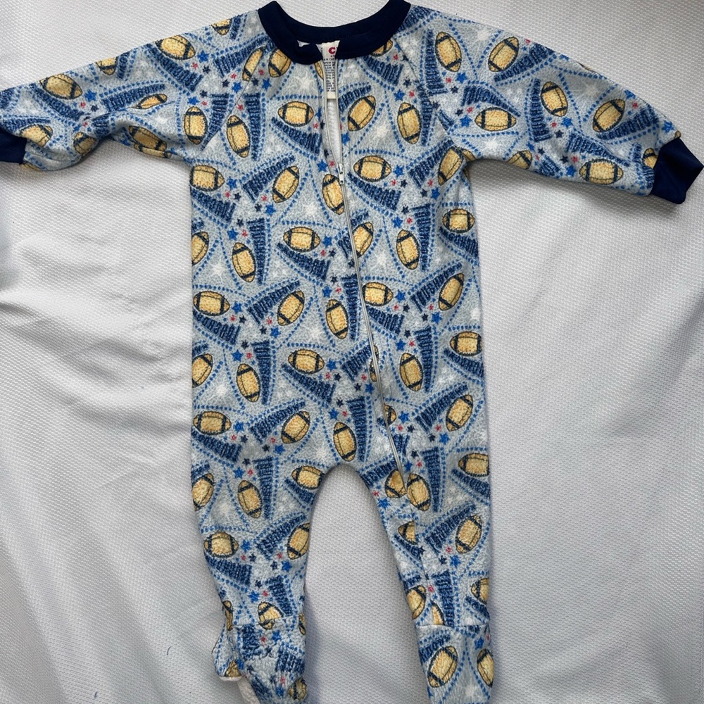 Blue Football-Print Baby One-Piece‎ Footed Pajamas CW Carters Vintage